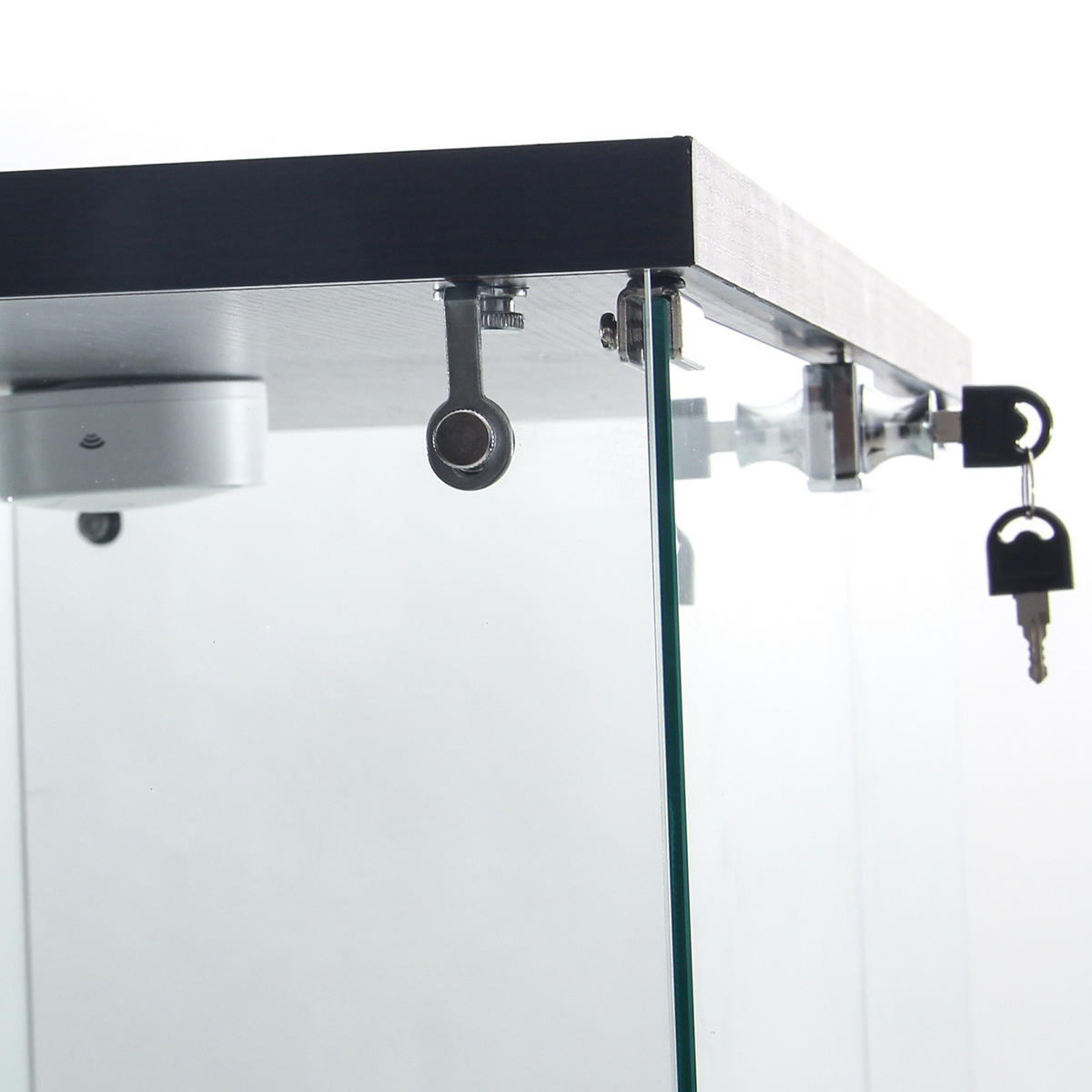 GLASVITRINE Standvitrine, 4 Lagen Glas Vitrine Vitrinenschrank, Schwarz - Schwarz, Glas (36/164/80cm)