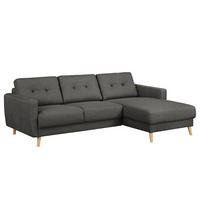 ECKSOFA mit Longchair - Hellbraun/Dunkelgrau, Holz/Textil (233/148cm) - home24