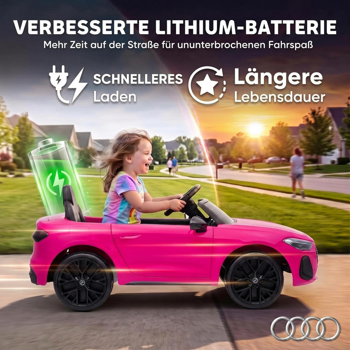KINDER-ELEKTROAUTO Kunststoff Rosa - Rosa, Kunststoff (101/55/43cm) - AIYAPLAY