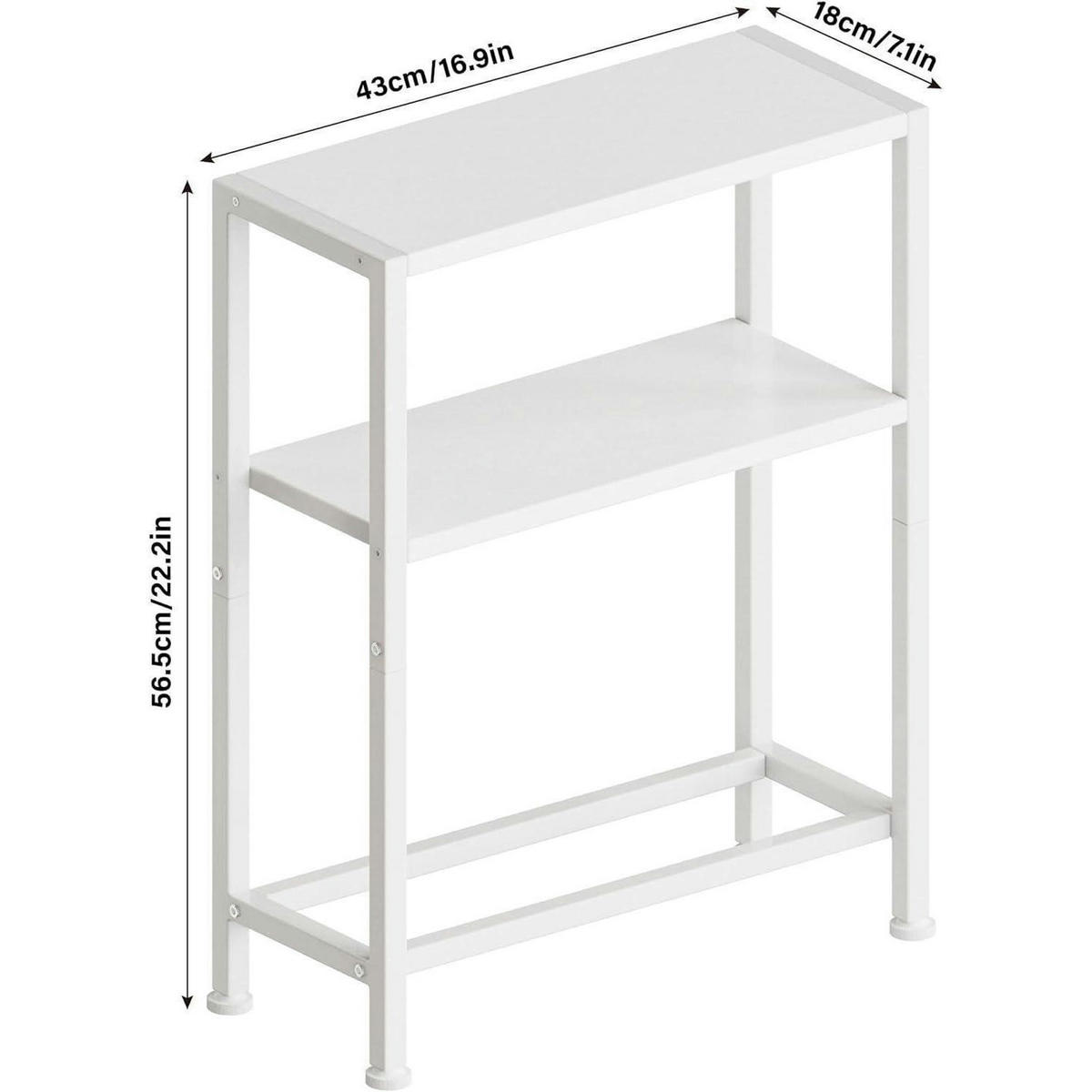 BEISTELLTISCH 3 Ablagen Weiß 18 x 43 x 56,5 cm - Weiß, Holzwerkstoff (18/43/56.5cm)