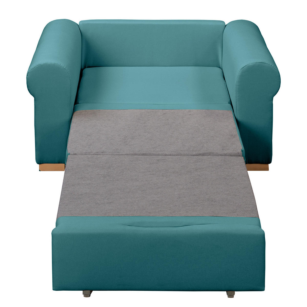 SCHLAFSOFA mit Husse - Türkis/Buchefarben, Buchenholz/Textil (125/90/90cm) - home24