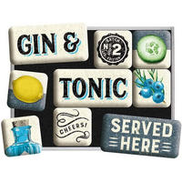 MAGNETSET 9-teilig Open Bar Gin & Tonic Served Here - Multicolor, Metall (9/7/2cm) - Nostalgic-Art