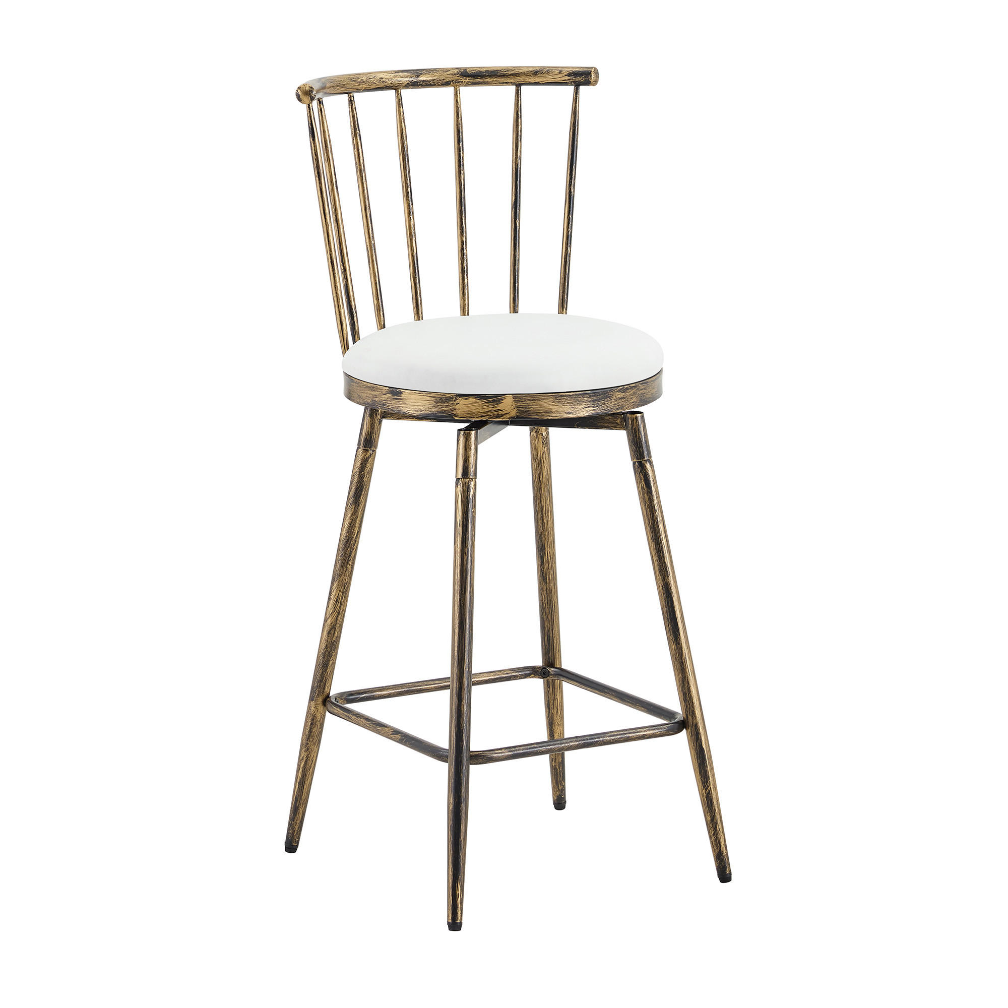 BARHOCKER DE-36670 2er Set mit PU-Bezug und Metallgestell Weiß - Weiß, Metall (39/96/39cm) - ComfortXL