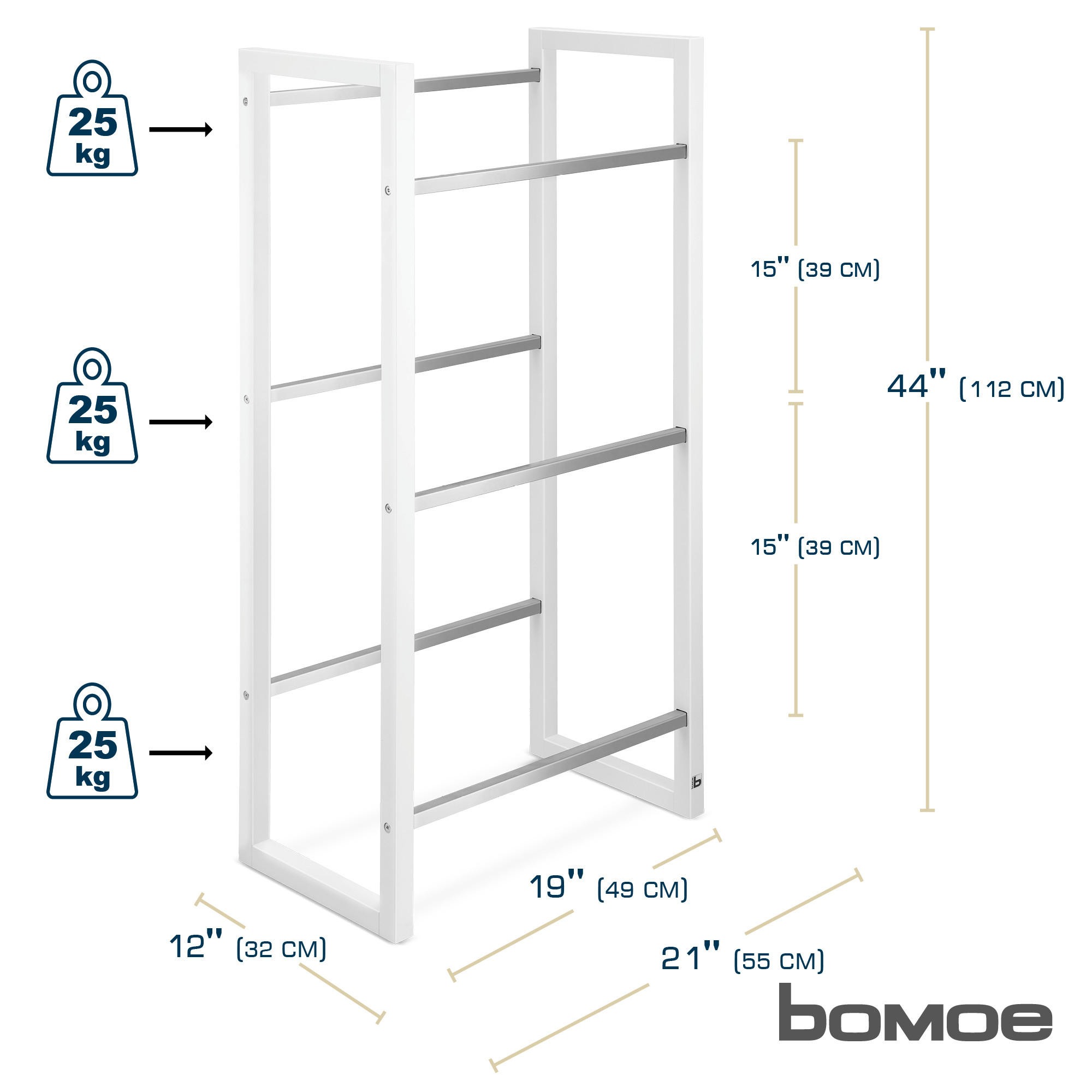 GETRÄNKEREGAL Mattis Weiß - Weiß, Naturmaterialien/Bambusholz (55/112/32cm) - BoMoe
