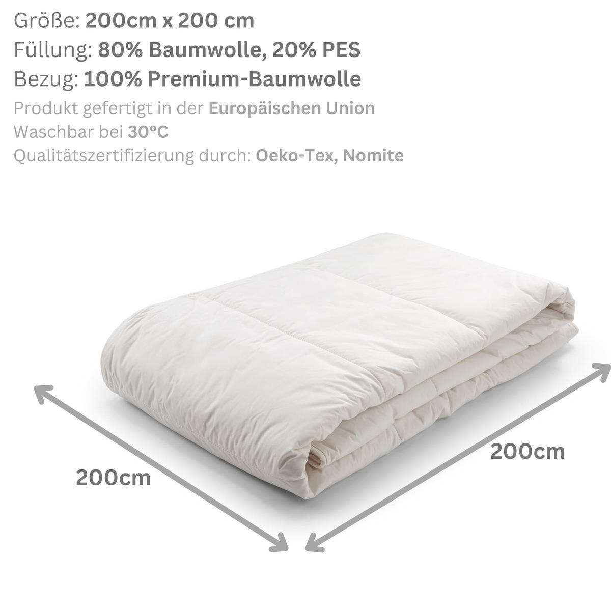 BETTDECKE LUXURY BEDDING, Baumwolle - Weiß, Textil (200/200cm) - WOODEK