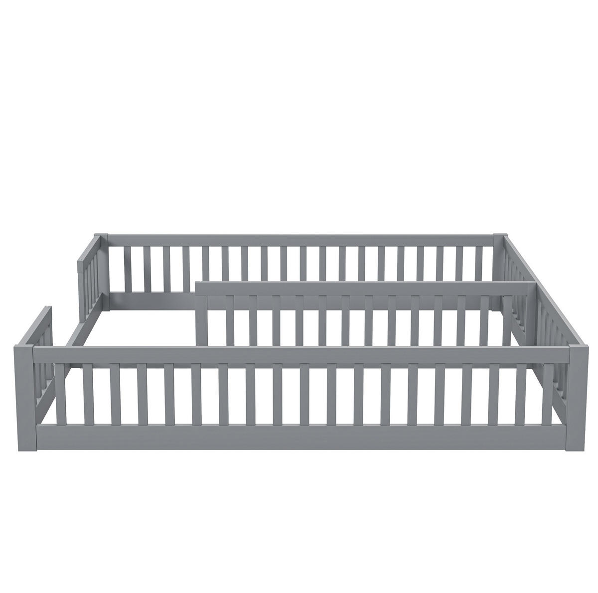 KINDERBETT 204/187/40 cm aus Kiefer und MDF mit umlaufendem Sicherheitsgitter Grau - Grau, Holz (90/200cm) - Modenvie