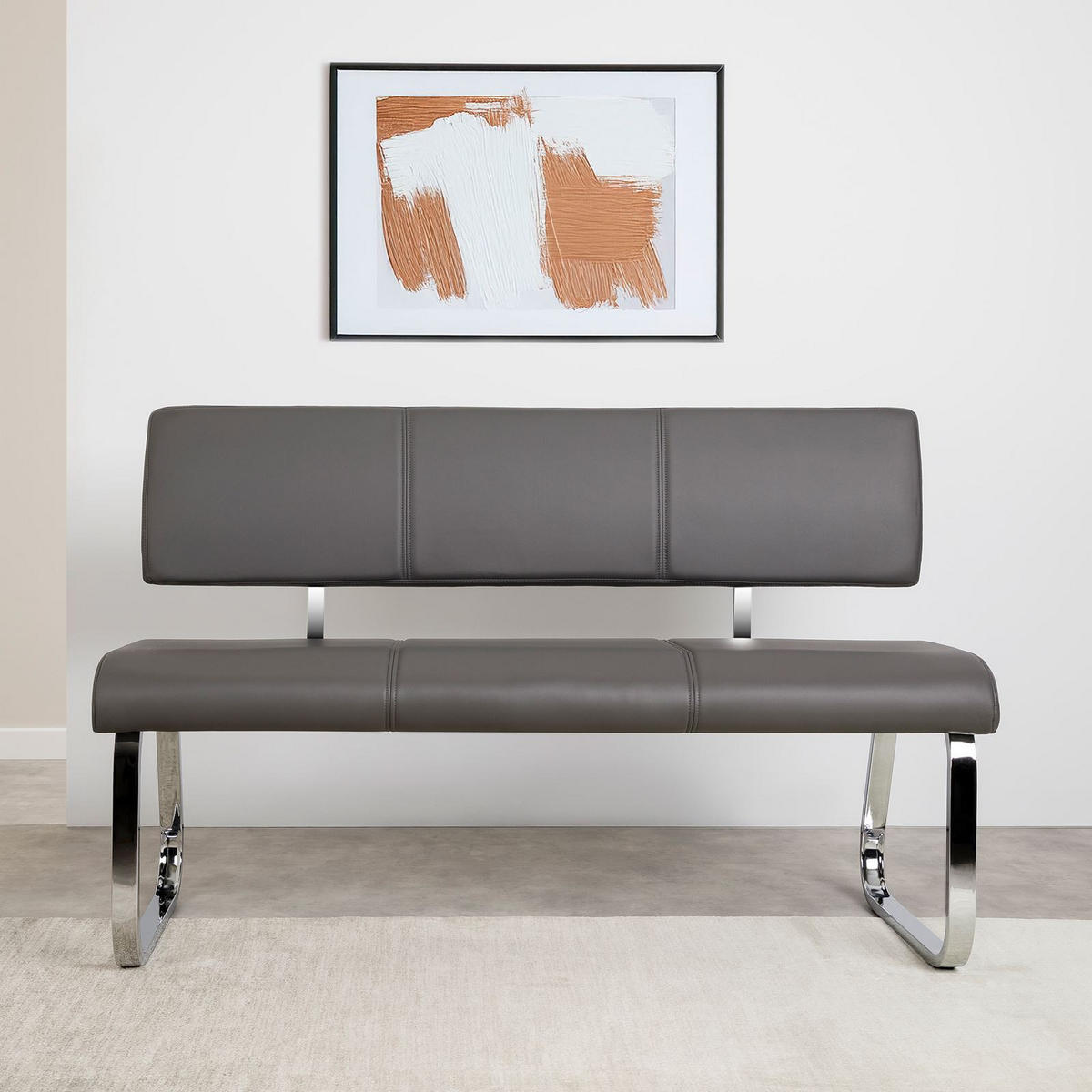 ESSZIMMERBANK VILAS grau - Grau, Textil/Metall (135/87/56cm) - IDIMEX