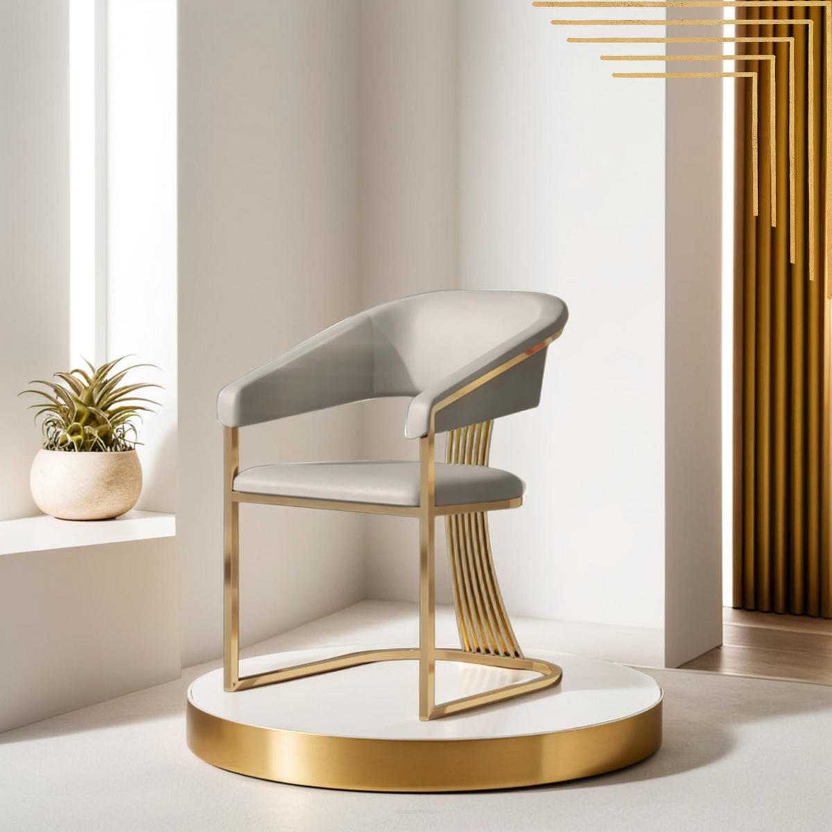 GLAM Elegance Design-Stuhl – Zeitlose Raffinesse in Gold - Goldfarben, Textil/Metall (63/86/61cm) - Fortisline