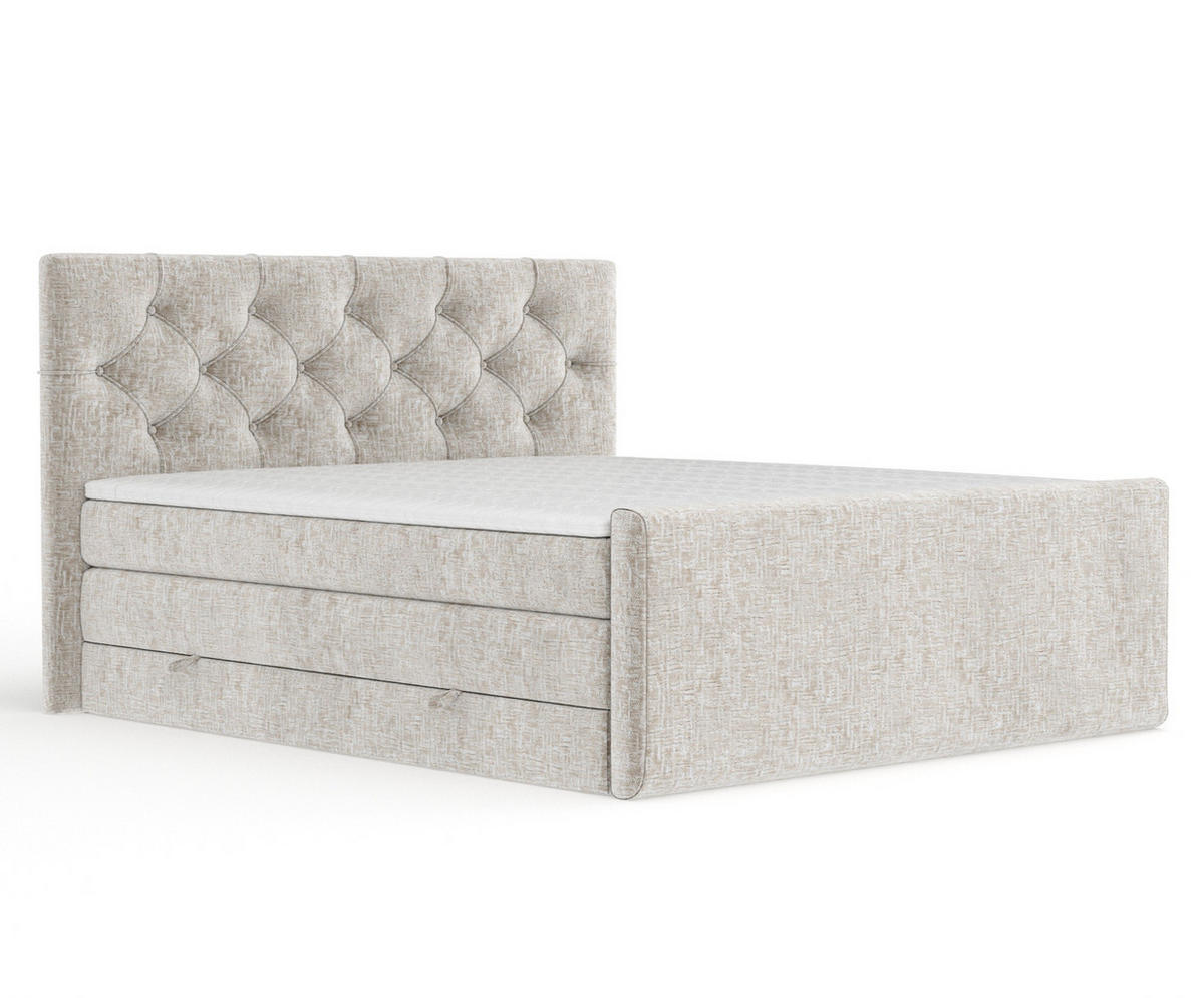 BOXSPRINGBETT Hugo Beige 180/200 cm - Beige/Schwarz, Holz/Holzwerkstoff (180/200cm) - Maison de Reve