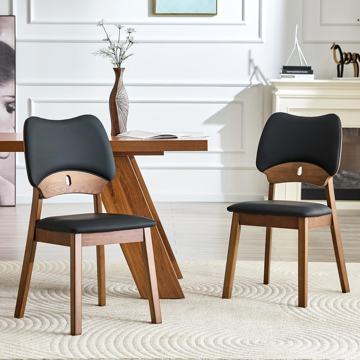 STUHL-SET DE-36734 2 Stück mit Schmetterlingsrückenlehne Schwarz - Schwarz, Holzwerkstoff (43/87.5/51cm) - ComfortXL