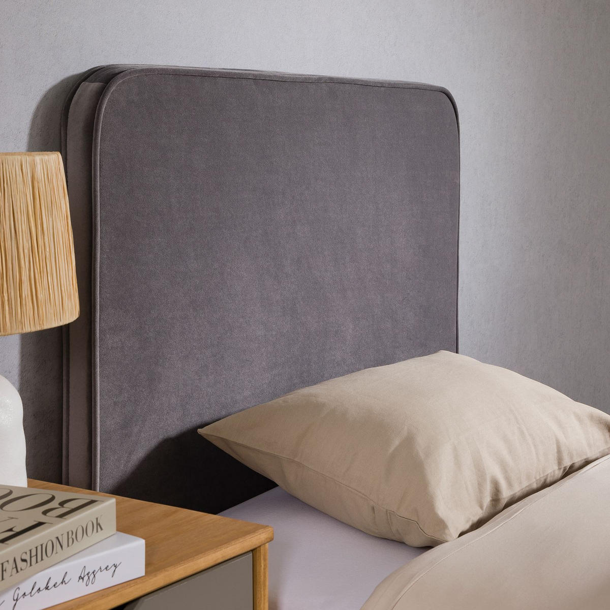 KOPFTEIL LUNAR 90X190 CM - Grau, Textil (90/68/6cm) - IDIMEX