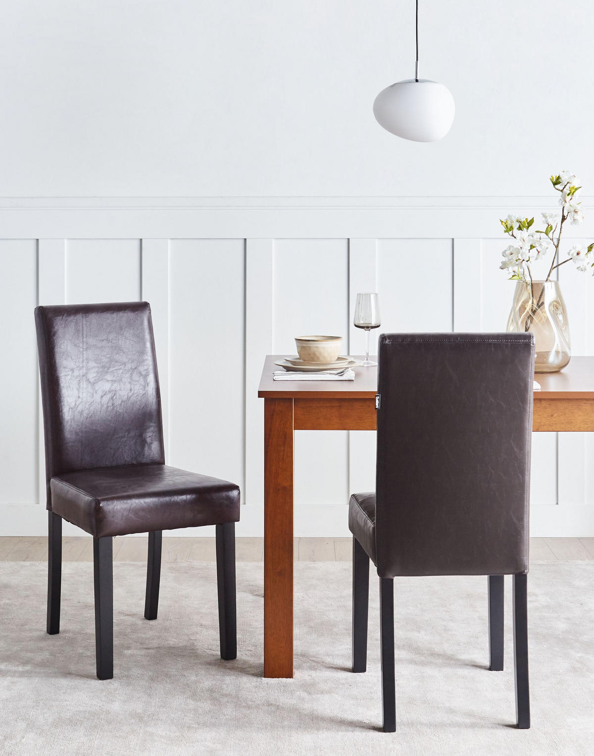 ÉTKEZŐSZÉK 2 darabos Szett Műbőr Sötétbarna Broadway - barna, textil/fa (42/93/59cm) - Beliani