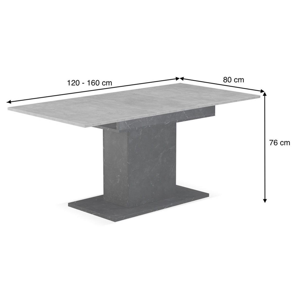 ESSTISCH BOSCO 120-160/80/76 cm - Anthrazit, Holzwerkstoff (80/120/76cm) - B&D Home