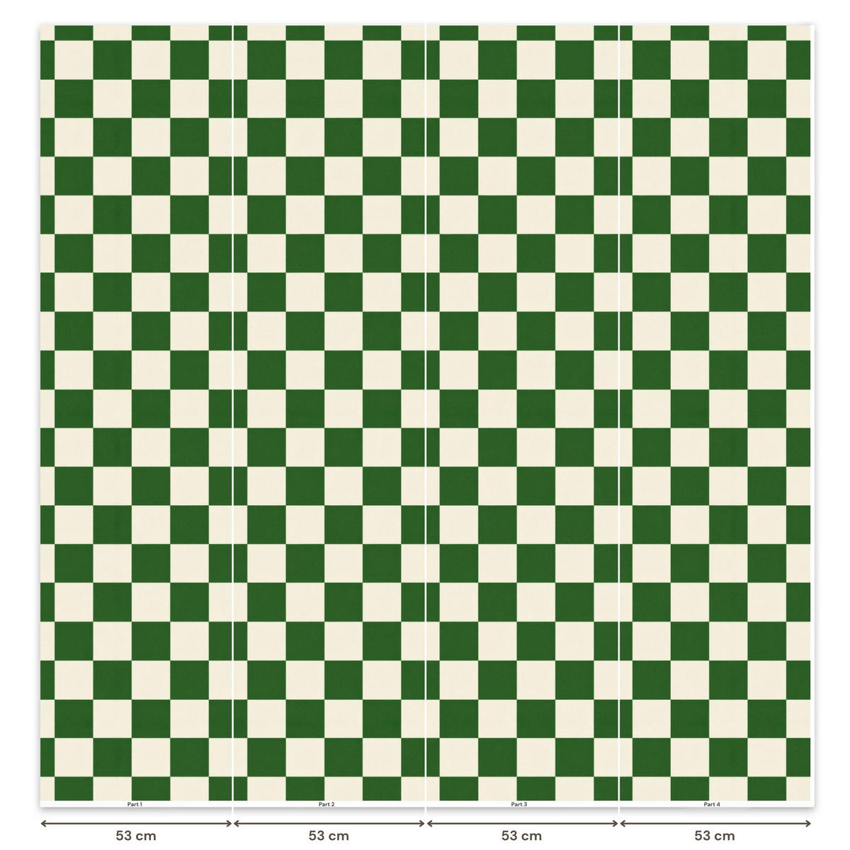 KINDERTAPETE - Schachbrett - Muster - Grün - 200x200 cm - Grün, Papier (200/200cm) - OnlyWow