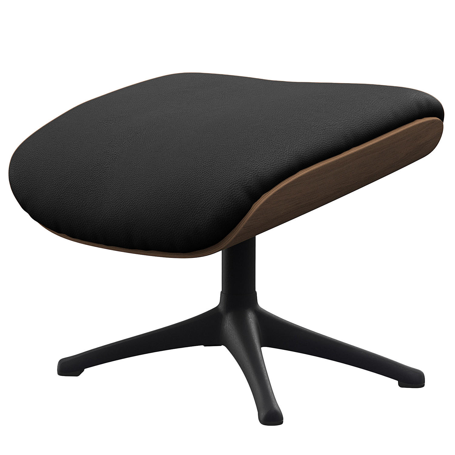 POLSTERHOCKER - Echtleder - Schwarz, Leder/Metall (49/39/44cm) - home24