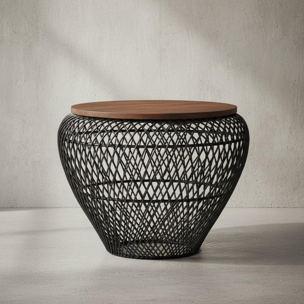 COUCHTISCH Rund mit Stauraum, Holz-Metallgestell, Mango-Massivholz, Schwarz 60x60x45 cm - Schwarz, Holz/Metall (60/60/45cm) - KADIMA DESIGN