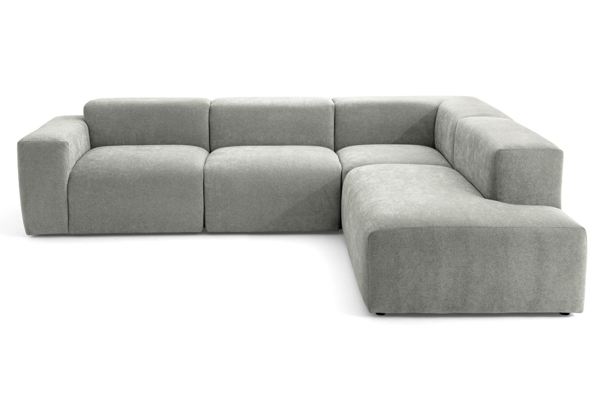 4-SITZER modulares Ecksofa HEAVEN SET 2 Rechts, Breite 300 cm Webstoff Grau - Schwarz/Grau, Holz/Kunststoff (245/300cm) - Muffo