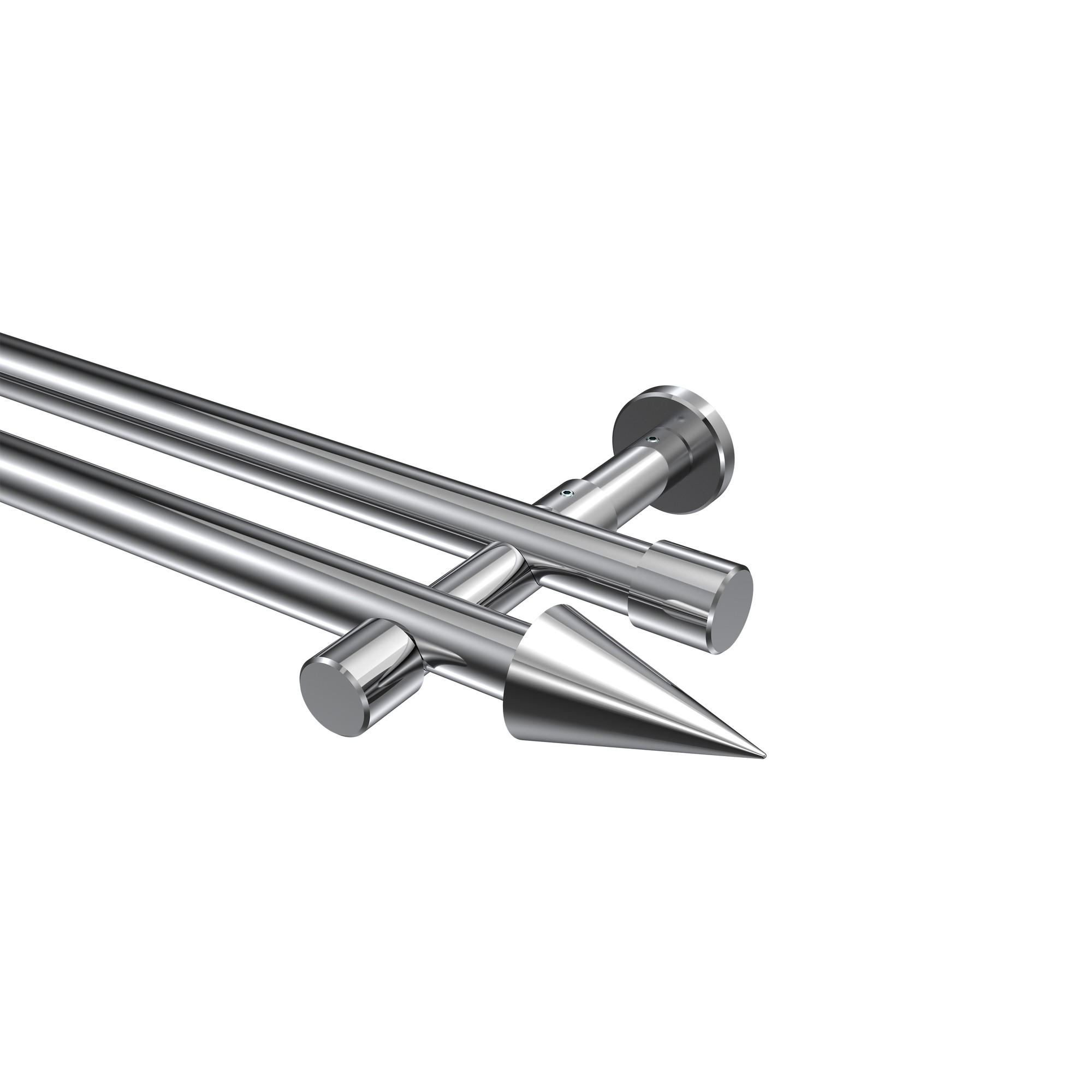 GARDINENSTANGE Prestige Savio 600 cm (geteilt in 3 x 200 cm), 2-läufig (ohne Ringe), 20 mm Ø Chrom - Chromfarben, Metall (600cm) - INTERDECO