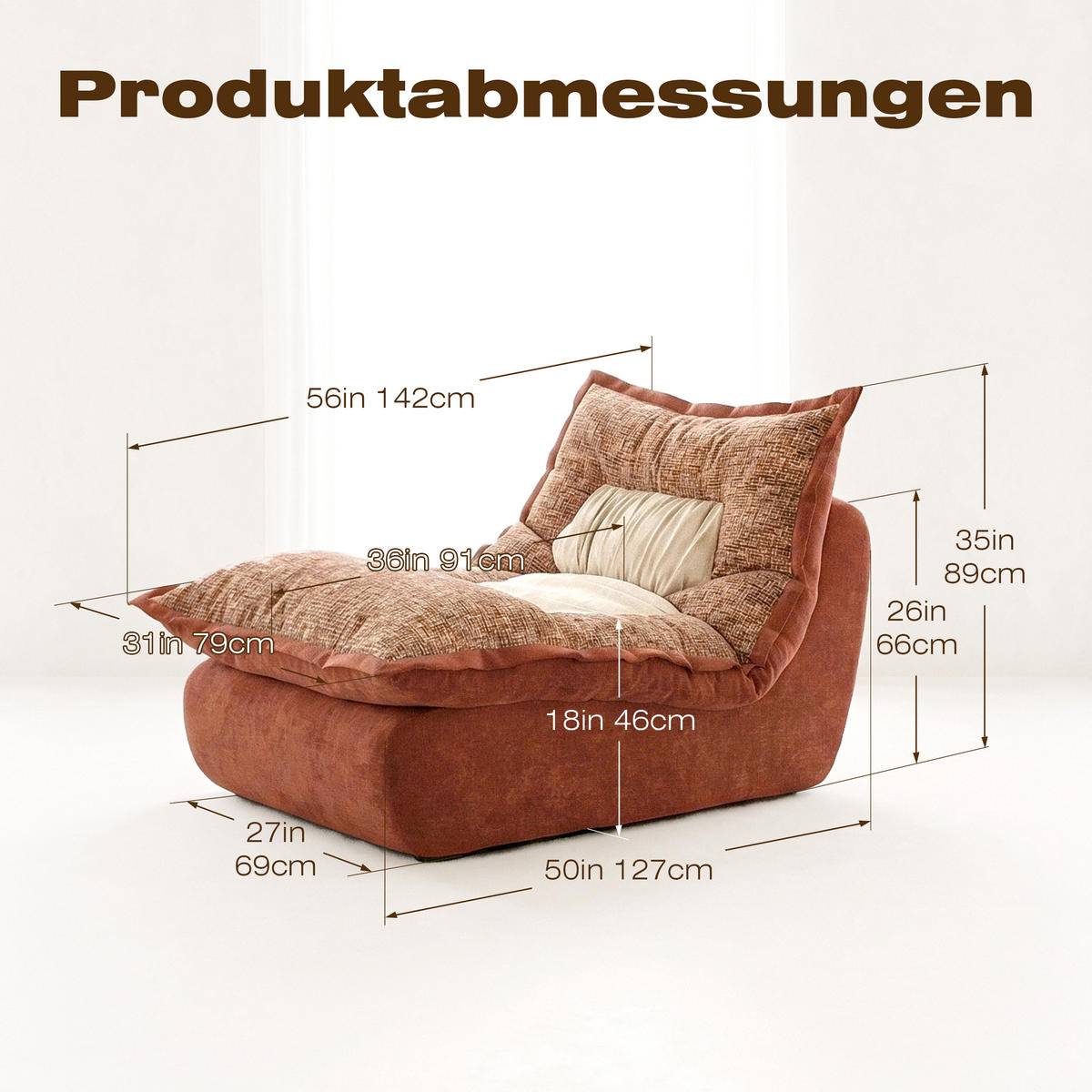 SCHLAFSOFA 4377 - Orange, Textil (69/46/127cm) - Vercart