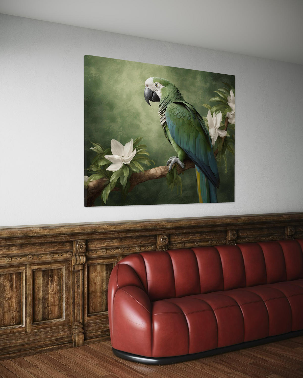 WANDBILD tiere papagei vogel - Grün, Textil (60/40cm) - Feeby