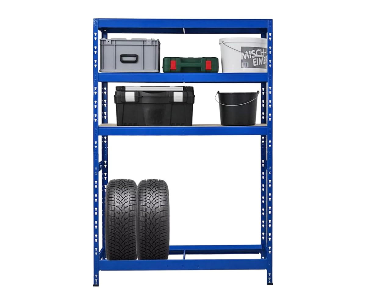 REIFENREGAL Tiger 180x120x40 cm bis zu 6 Reifen auf 1 Ebene + 3 Ablagen Blau - Blau, Metall (120/180/40cm) - PROREGAL