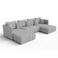 WOHNLANDSCHAFT Veliro U Hellgrau 353/180/83 cm mit Schlaffunktion und Bettkasten - Hellgrau/Schwarz, Kunststoff/Textil (353/83/180cm) - AX Living