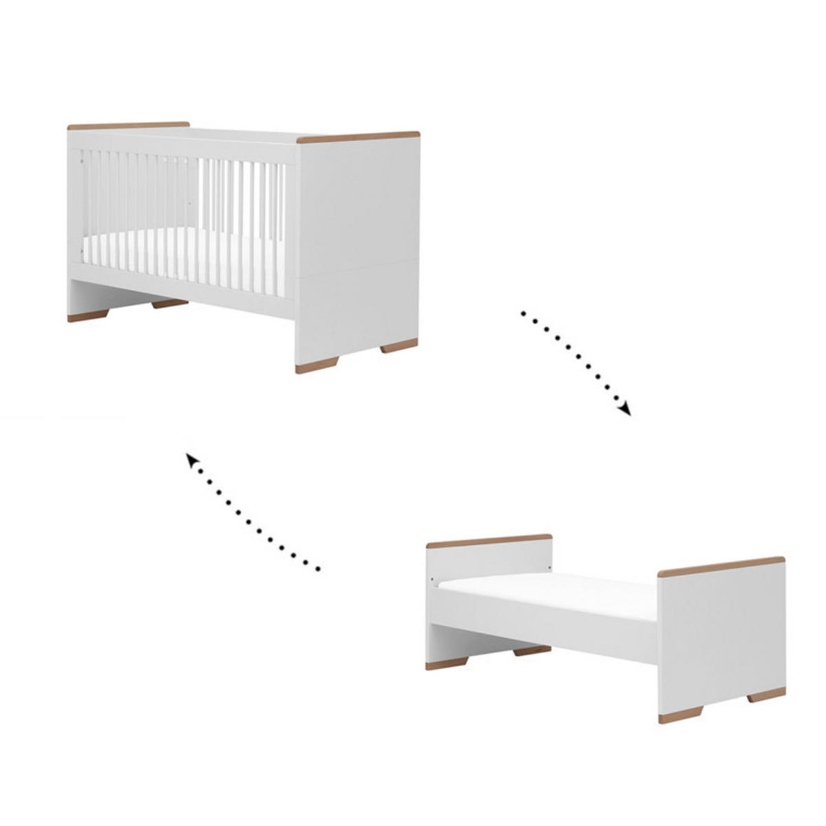 POKOJ PRO MIMINKO 2DÍLNÝ bílá a dřevo - bílá, kompozitní dřevo (145/92/76cm) - Petits-meubles