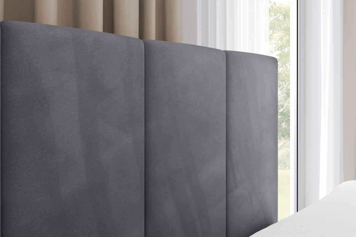 EINZELBETT Jugendbett mit Bettkasten Links, ohne Matratze - LOVY 100x200 Dunkelgrau - Dunkelgrau, Holzwerkstoff/Textil (100/200cm) - ALTDECOR
