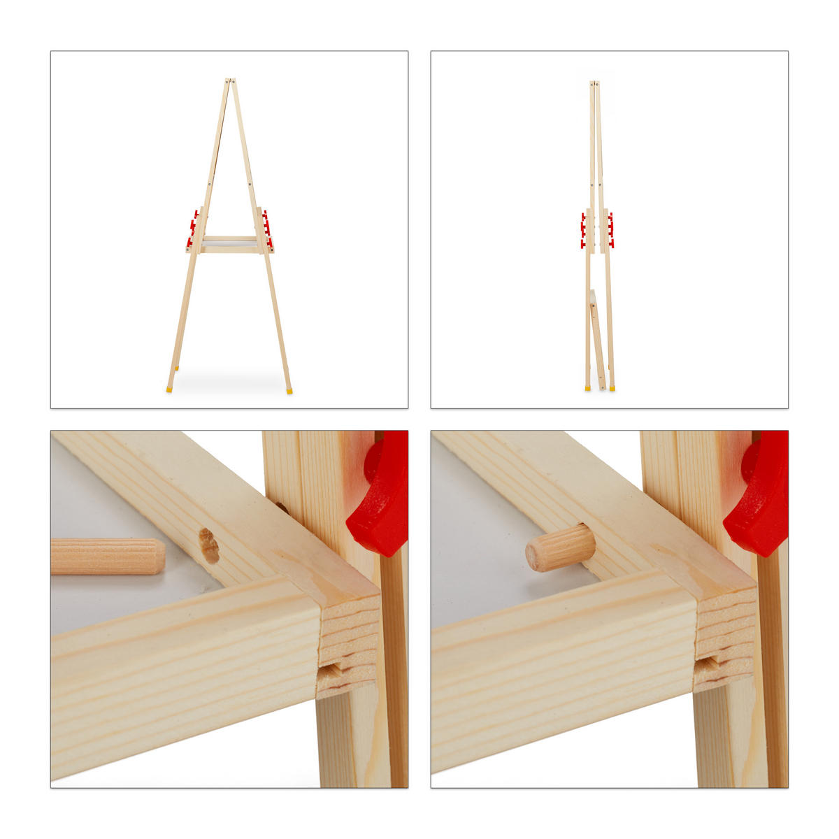 STANDTAFEL Natur Weiß Grün Holz magnetisch Whiteboard - Multicolor, Holz/Holzwerkstoff (45/104/42cm) - Relaxdays