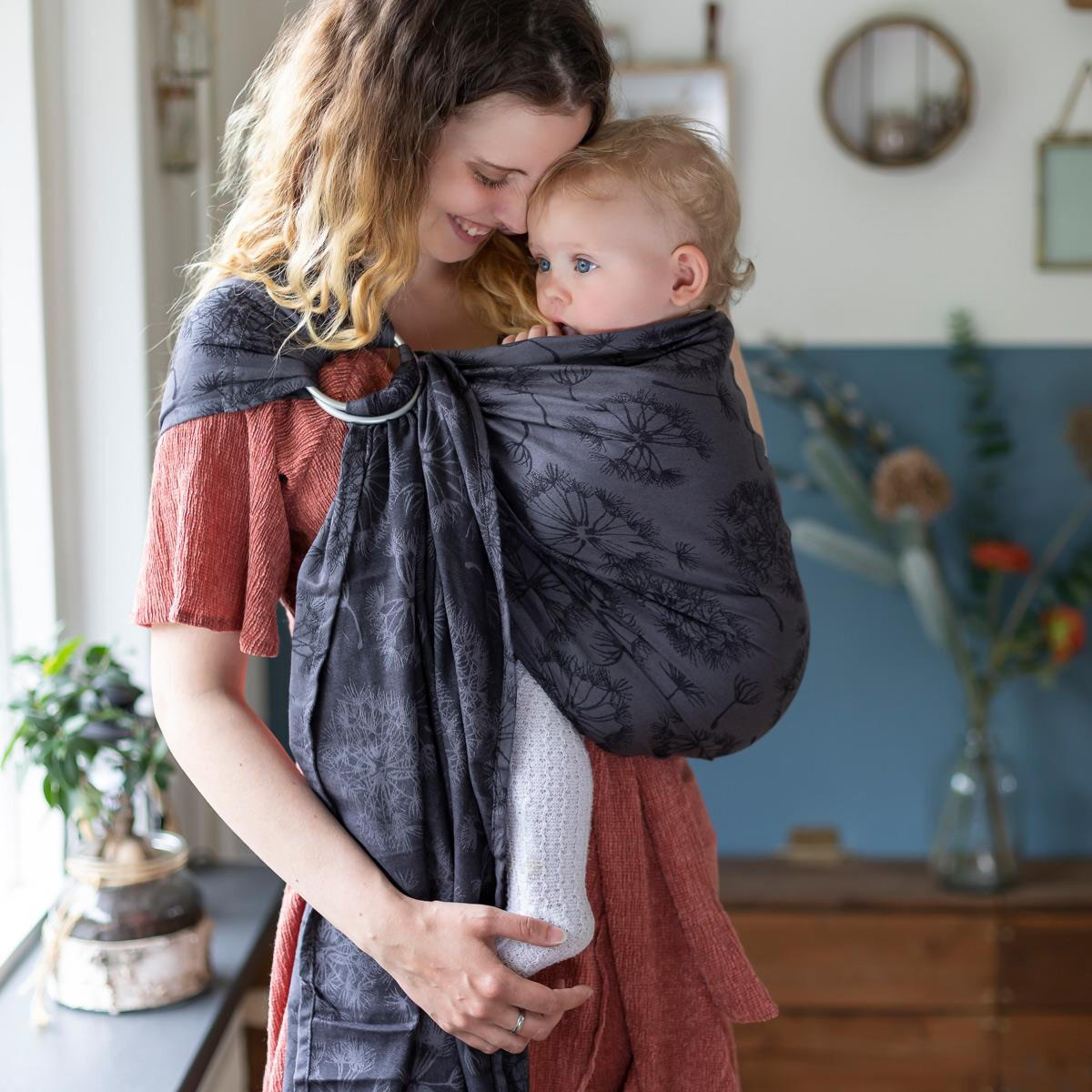 BABYTRAGETUCH Ring-Sling - Dunkelgrau/Anthrazit, Textil (70/0.1/200cm) - Hoppediz