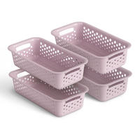 AUFBEWAHRUNGSKORB Rosa 20x10x5 cm - 4er Pack - Rosa, Kunststoff (10/5/20cm) - ProHome