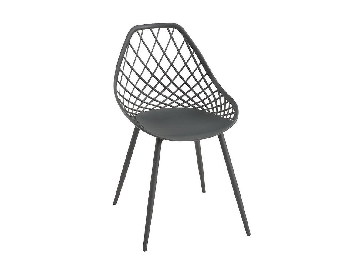 GARTENSTUHL - 54.5cm x 49cm - Polypropylen - anthrazitgrau - MALAGA - Anthrazit, Metall - Vente-Unique