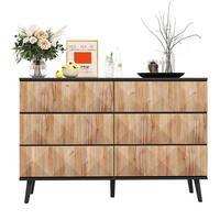 SIDEBOARD 120/40/85 cm z MDF a dřevotřísky v černé a přírodní barvě se 6 zásuvkami - přírodní, kompozitní dřevo (40/85/120cm) - Modenvie