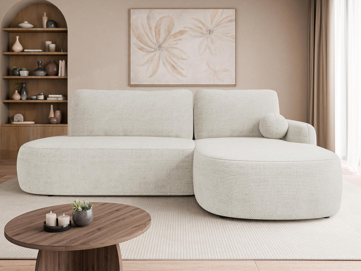 ECKSOFA Loridu O, Seite: Rechts - Creme/Schwarz, Holz/Kunststoff (274/174cm) - MIRJAN24
