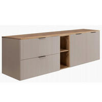WASCHBECKUNTERSCHRANK FLOW mit Regal + Platte Eiche Craft 160/57/46 cm - Eichefarben, Holzwerkstoff (160/57/46cm) - Rodan
