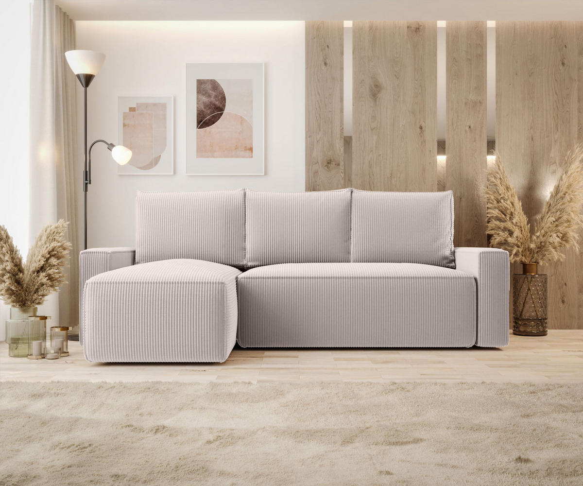 ECKSOFA mit Schlaffunktion SAVIO Poso 100 Links - Ecru, Textil (232/140cm) - Bedante
