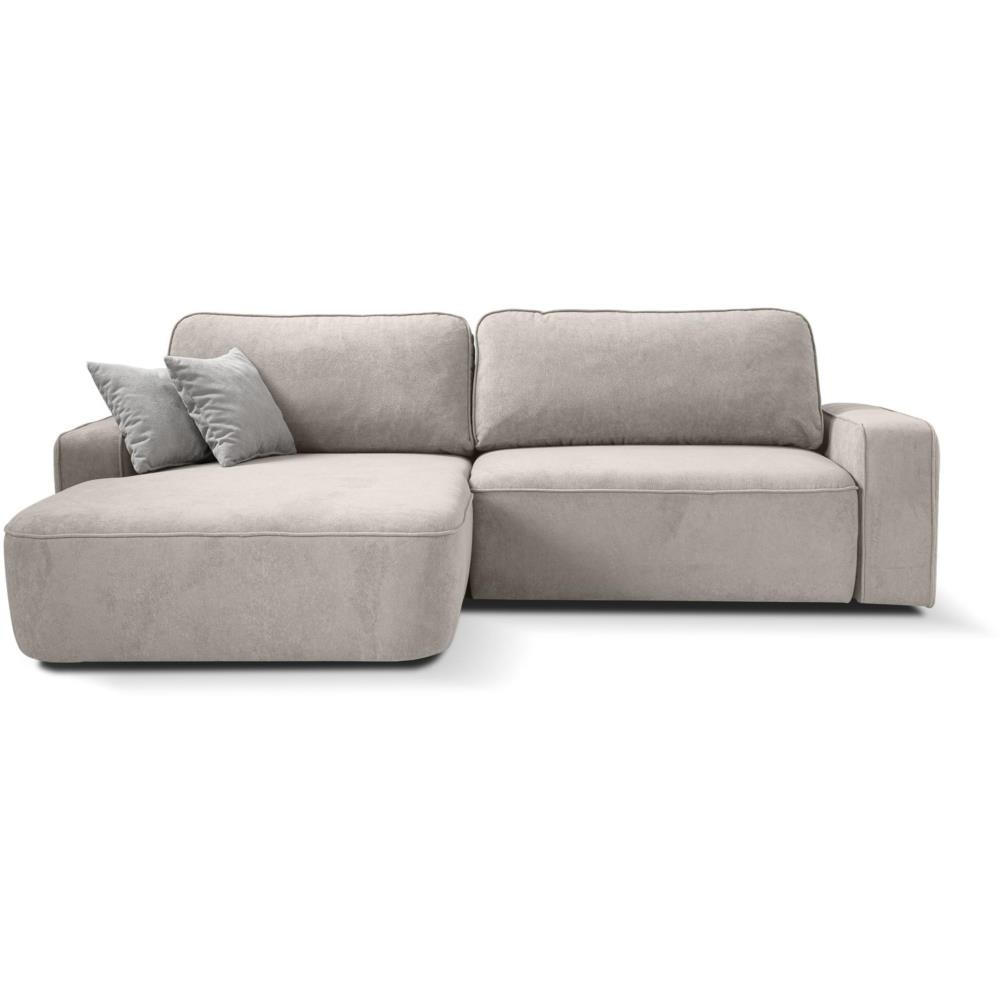 ECKSCHLAFSOFA Torre beige velours links - Beige, Textil (258/171cm) - Beautysofa