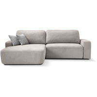 ECKSCHLAFSOFA Torre beige velours links - Beige, Textil (258/171cm) - Beautysofa