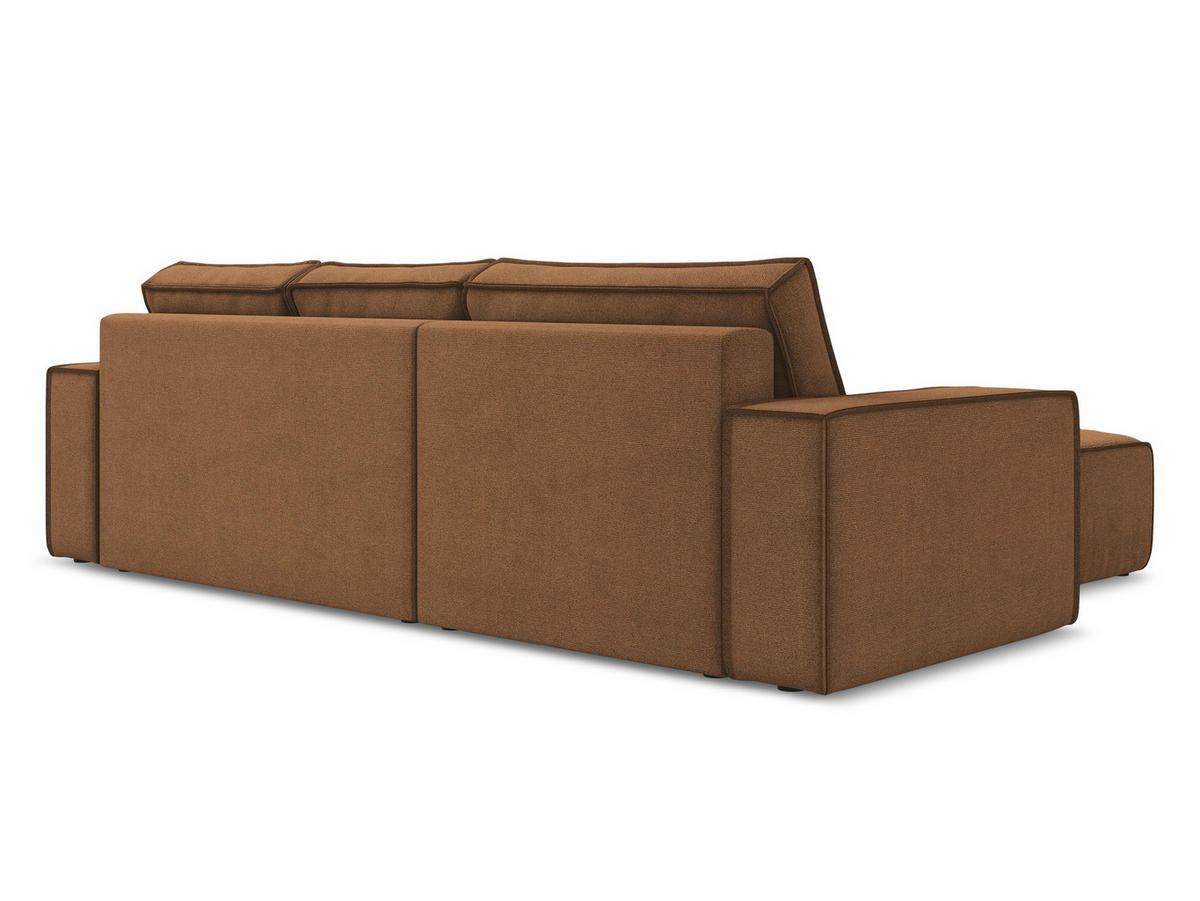 ECKSOFA mit Schlaffunktion Strukturstoff Stoff Orange - Terra cotta/Schwarz, Kunststoff/Textil (185/290cm) - Makamii
