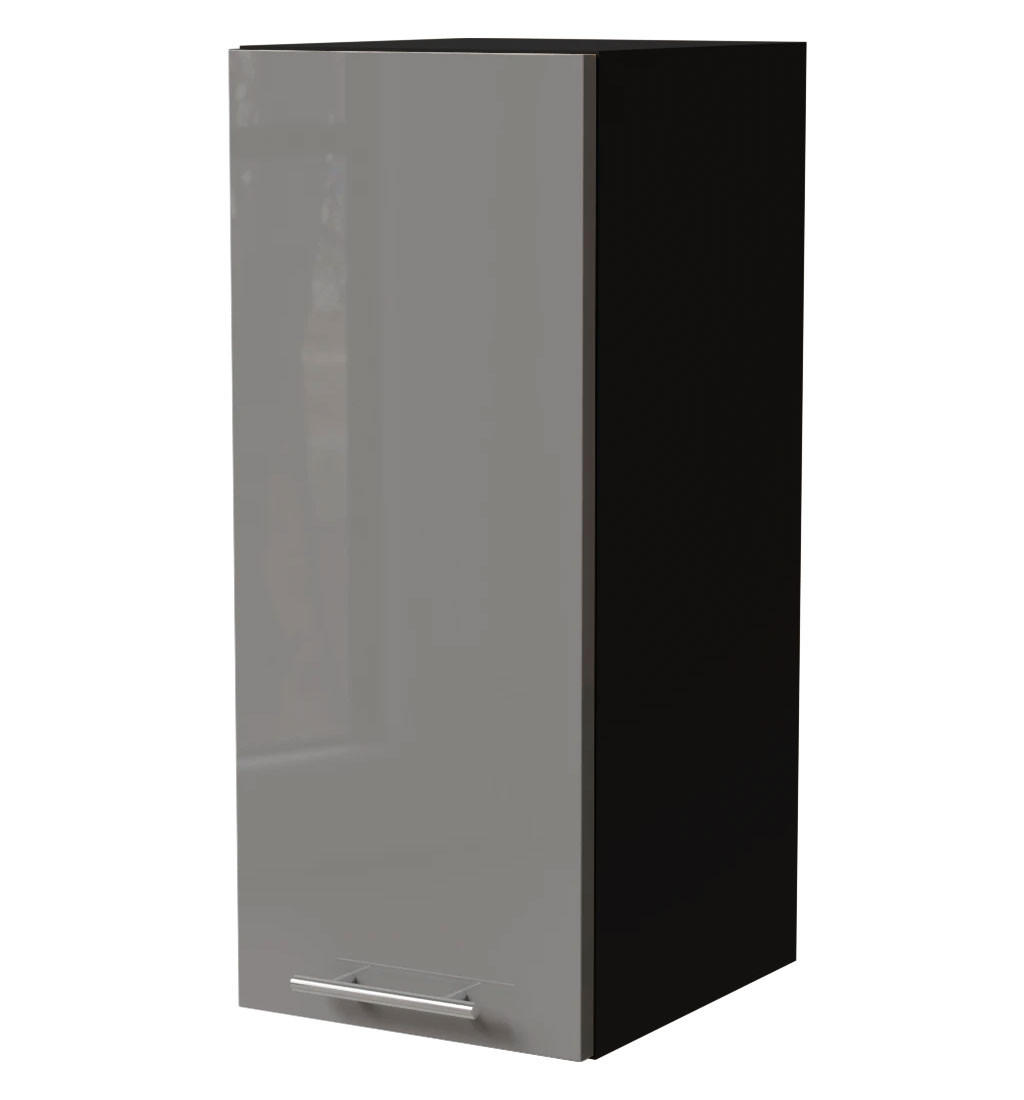 KÜCHENHÄNGESCHRANK Essen W2/20 Grau Hochglanz / Schwarz Matt 20 / 32,5 / 72cm - Schwarz/Grau, Holz/Holzwerkstoff (20/72/32.5cm) - Feldmann-Wohnen