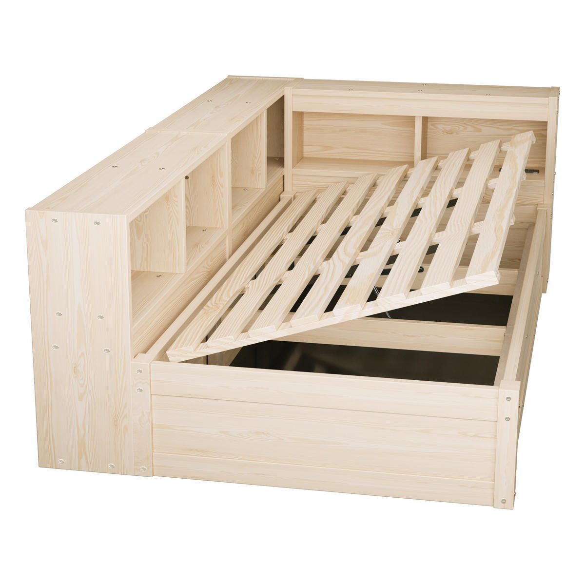 STAURAUMBETT 90/200 cm DE-32619 mit LED und Stauraum Holzfarbe - Naturfarben, Holzwerkstoff (90/200cm) - ComfortXL