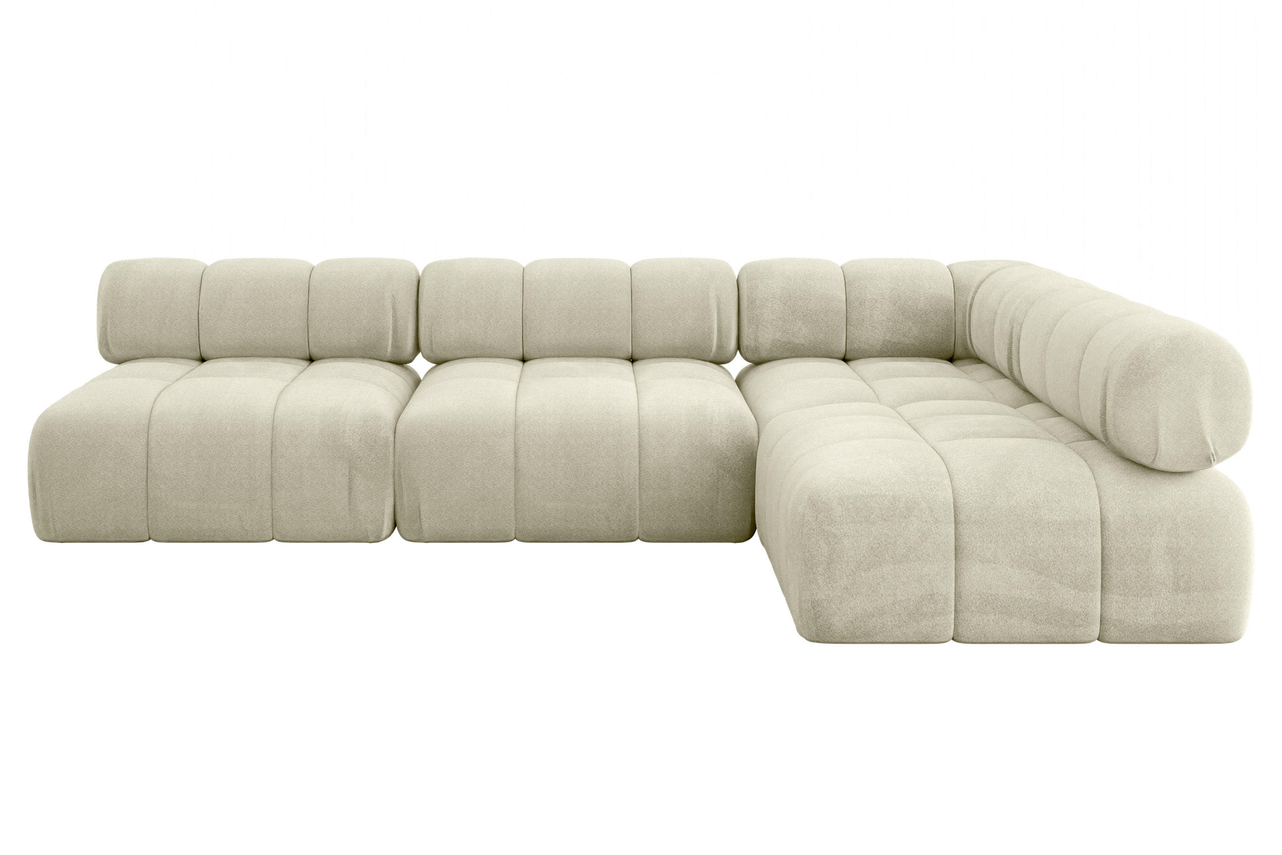 ECKSOFA modulares Sofa Samaro-L2 - 285x190x70 cm Beige Velours - Beige, Holzwerkstoff/Textil (285/190cm) - ALTDECOR