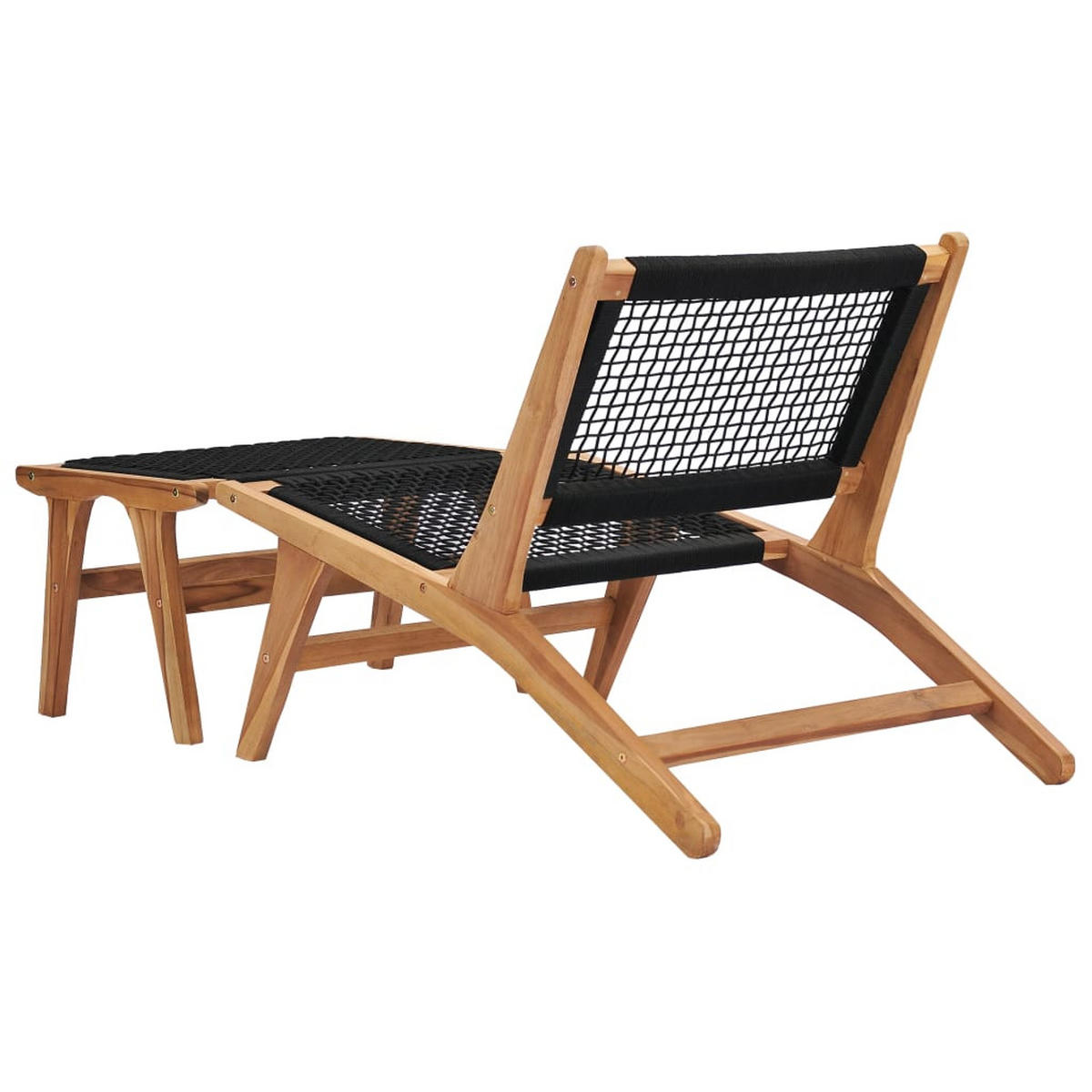 SONNENLIEGE mit Fußablage Massivholz Teak und Seil - Braun, Holz (60/65/89.5cm) - furnicato