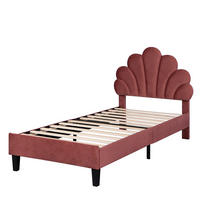 POLSTERBETT 90/200 cm Bohnenrot mit Kopfteil in Blumenform - Dunkelrosa, Textil (90/200cm) - OKWISH