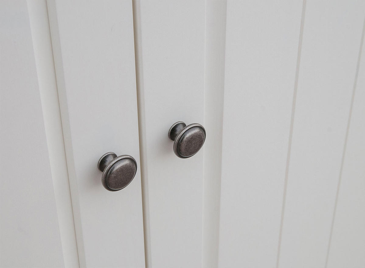 KLEIDERSCHRANK Belluno Elegante Kiefer weiß (RAL9010) lackiert 202 / 64 / 190cm - Weiß, Holz/Metall (202/190/64cm) - Feldmann-Wohnen
