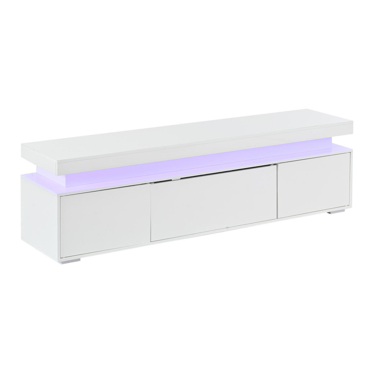 TV-LOWBOARD aus Spanplatte 150x35x43 cm Weiß mit LED-Beleuchtung und 3 Türen - Weiß, Holzwerkstoff (150/43/35cm) - IVMEU