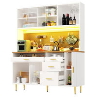 BUFFET 145/171/39 cm Weiß aus Glas und MDF mit LED-Beleuchtung - Weiß, Glas (24/171/145cm) - OKMYHOME