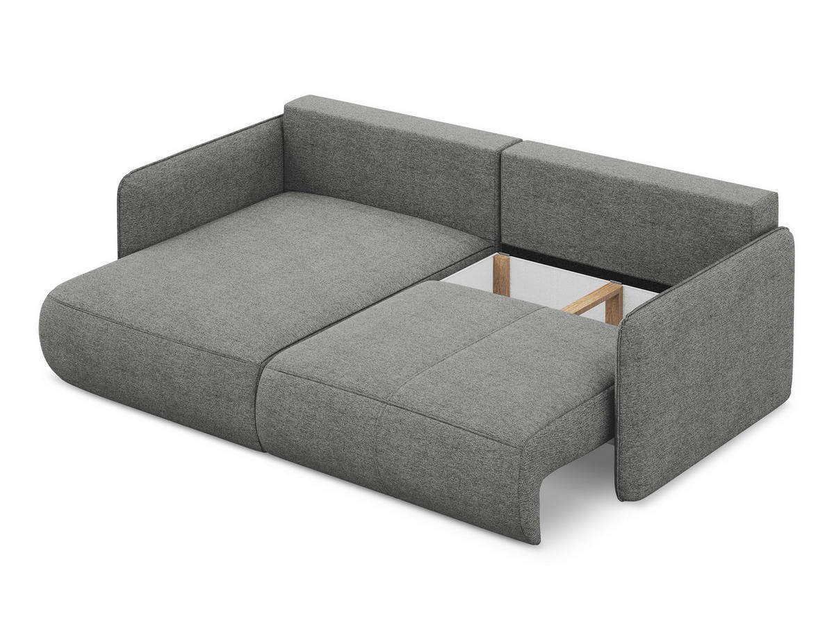 ECKSOFA mit Schlaffunktion Chenille Stoff Grau - Schieferfarben/Schwarz, Kunststoff/Textil (148/207cm) - Makamii