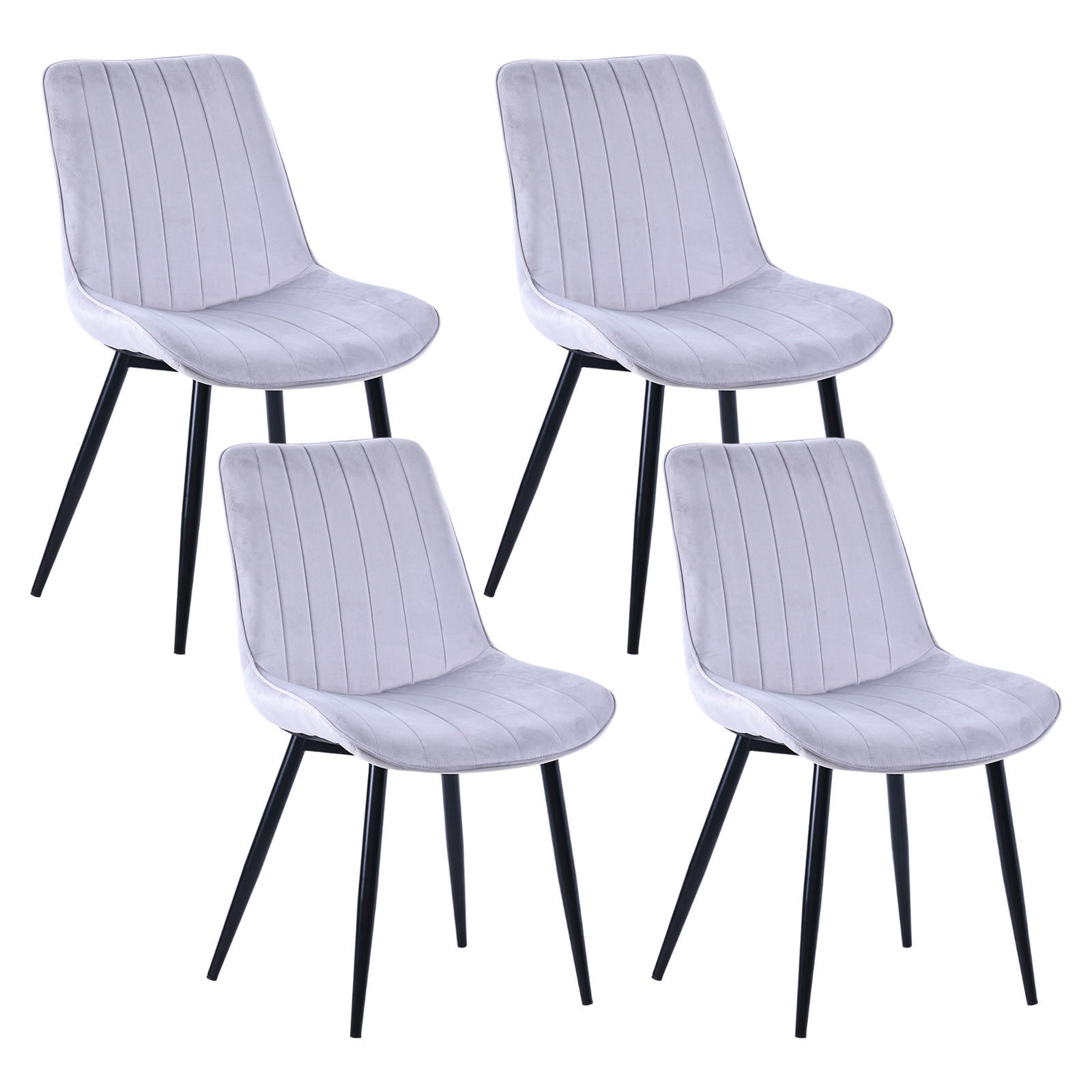 STUHL-SET 4 Stück Samt-YZ1 - Hellgrau, Textil/Metall (53/88/62.5cm) - HOMAVO