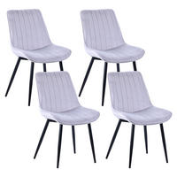STUHL-SET 4 Stück Samt-YZ1 - Hellgrau, Textil/Metall (53/88/62.5cm) - HOMAVO